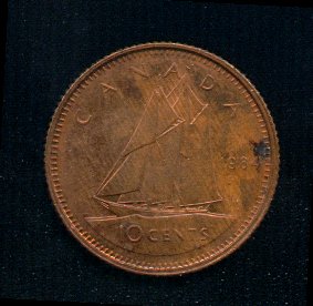 Canada 10 cents - struck on a foreign planchet 