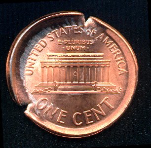 US 1 cent - partial brockage